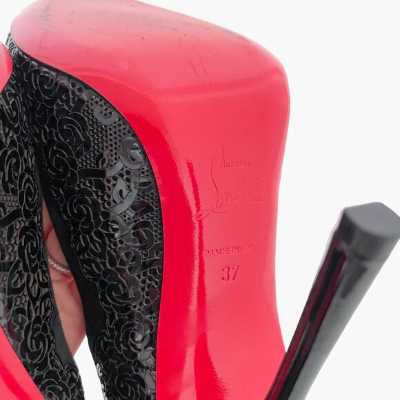 Christian Louboutin Muchapump 120 EU 37 US 7 Black Suede Lace High Heel Pump - Picture 10 of 12